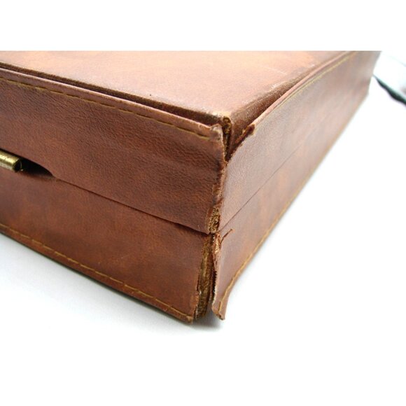 Leather Felt Backgammon Game Storage Case No Pieces Parts Replacement Collection - Picture 10 of 12